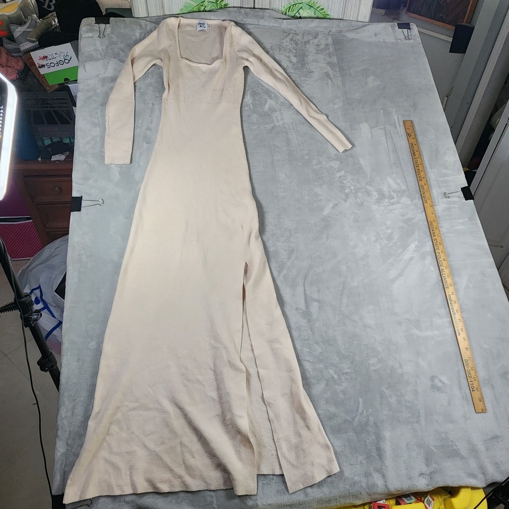 Princess Polly Cream Knit Sweater Maxi Dress S/M Long Sleeve Bodycon Cottagecore